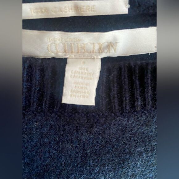 Nordstrom Collection Women 100% Cashmere Pullover Sweater Navy Blue Size Small - Picture 5 of 12